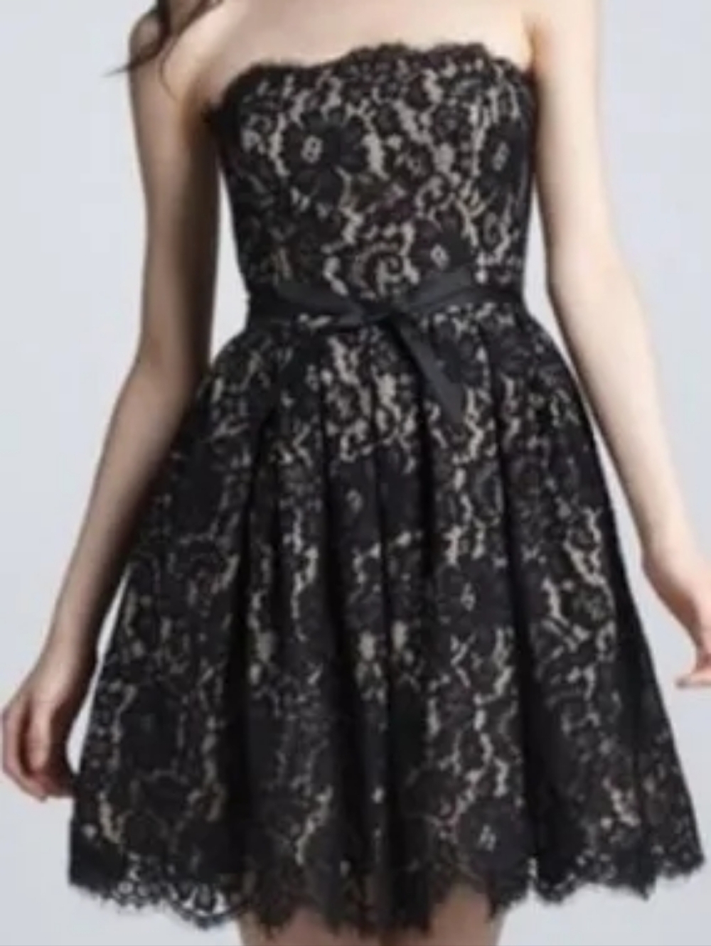 Strapless Black Lace Cocktail Dress Robert Rodriguez Size 6